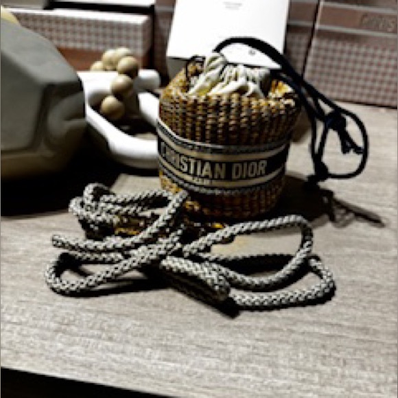 Dior Woven Satchel with Navy and Cream Accents - Picture 2 of 9